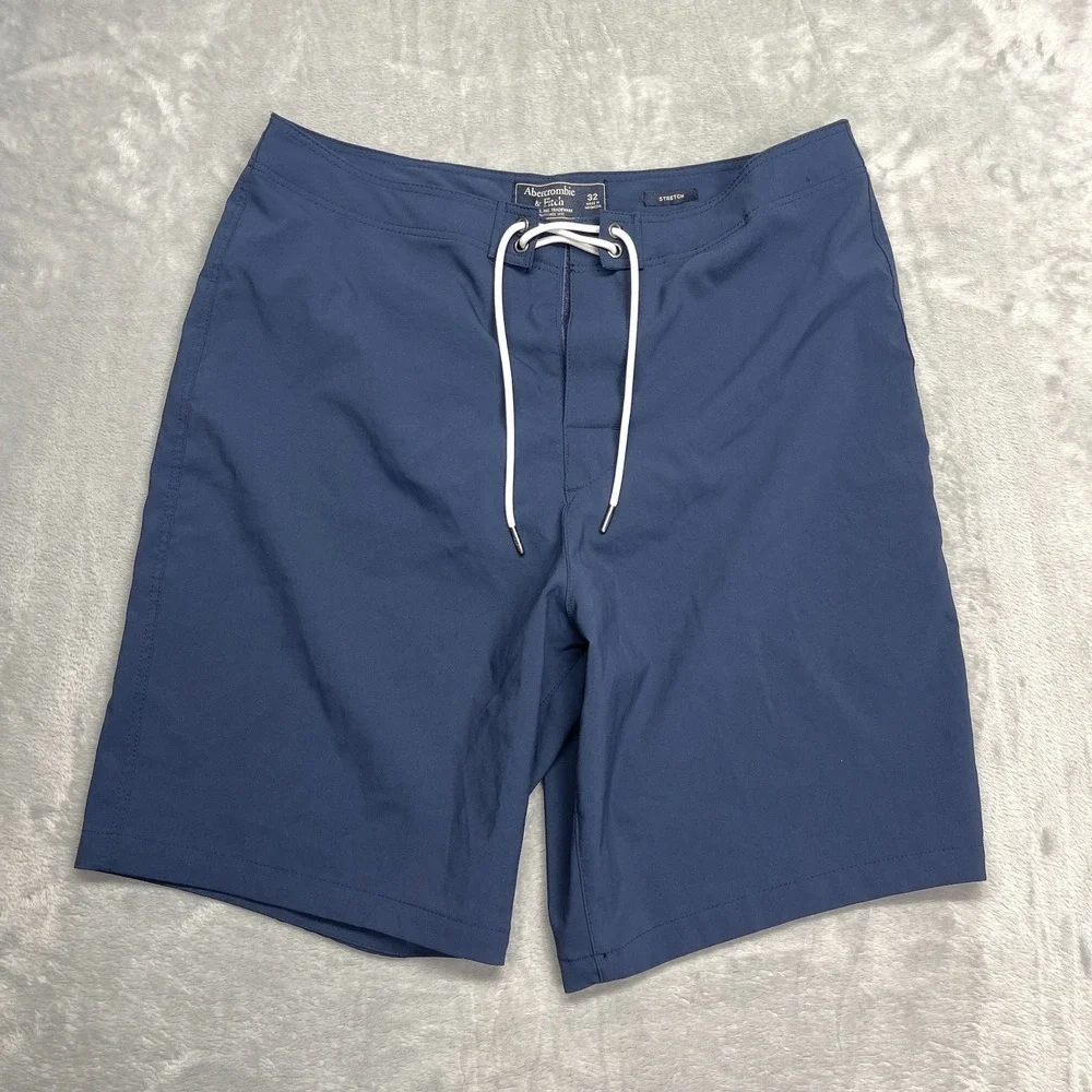 Abercrombie &‎ Fitch Shorts Mens 32 Blue Mesh Lined Stretch Board Surf Surfing